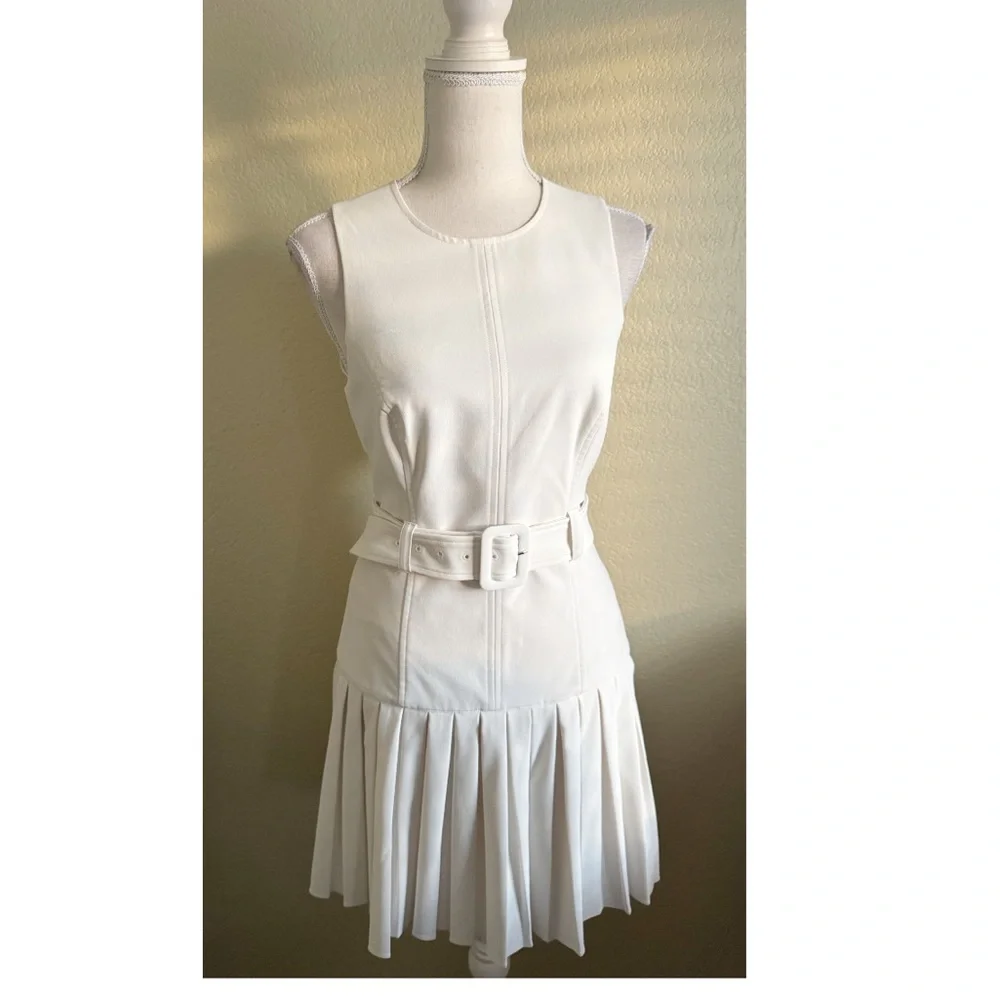 Cinq A Sept The Charolette Pleated Skirt Dress in Off White Size 4 - Picture 5 of 12